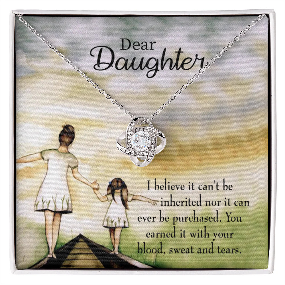 Daughter Mom's Love Infinity Knot CZ Necklace Silver Tone Standard Box